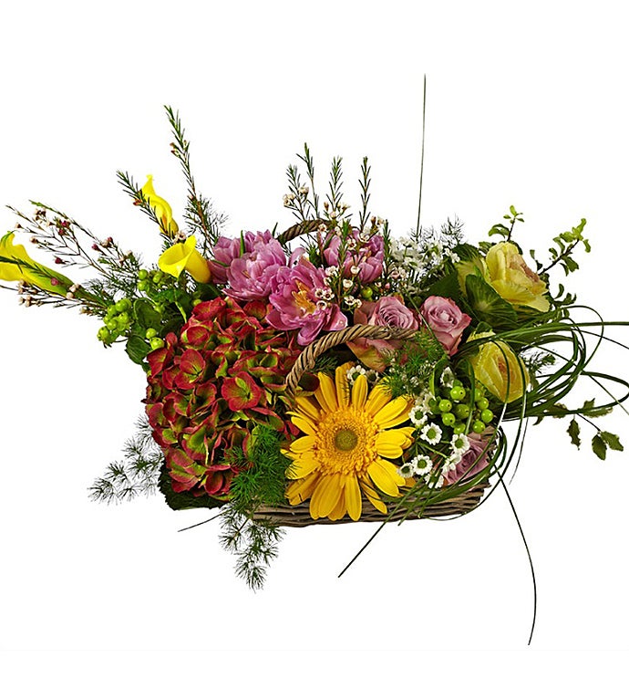Basket of Colored Flowers